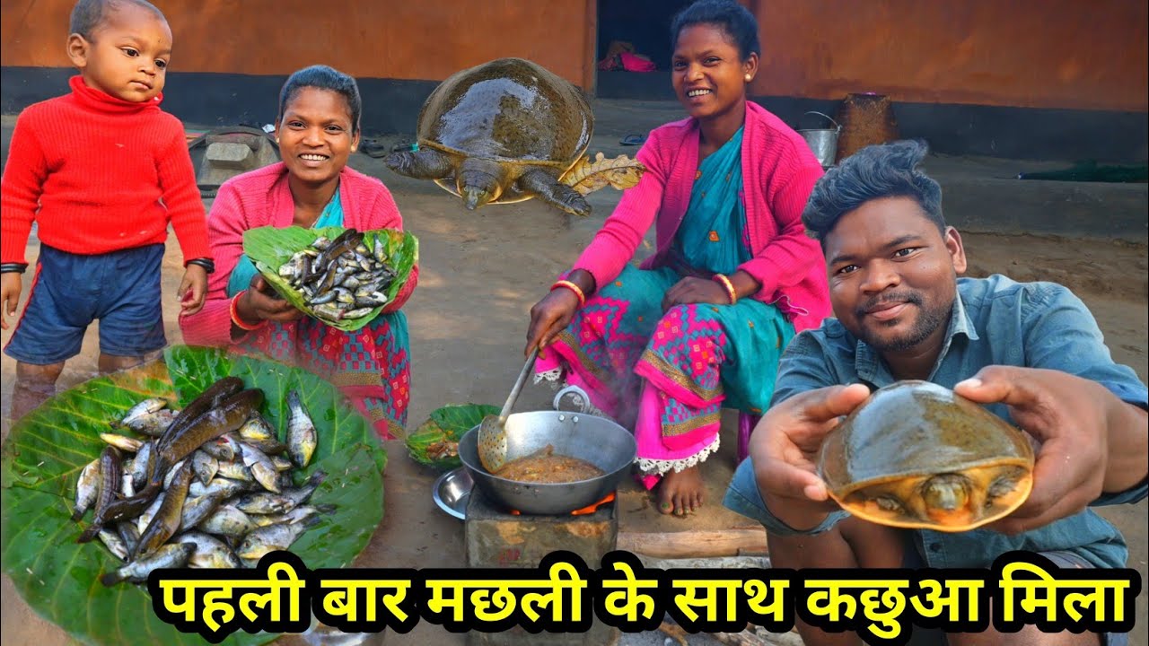 पहली बार मछली के साथ में कछुआ मिला fish or turtle recipe village cooking @josphinavlogs 