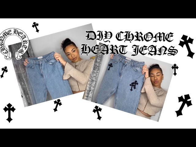 HOW TO DIY CHROME HEART JEANS  PATCH WORK TUTORIAL 