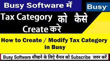 How to Create Tax Category in Busy | busy me tax category kaise banaye
