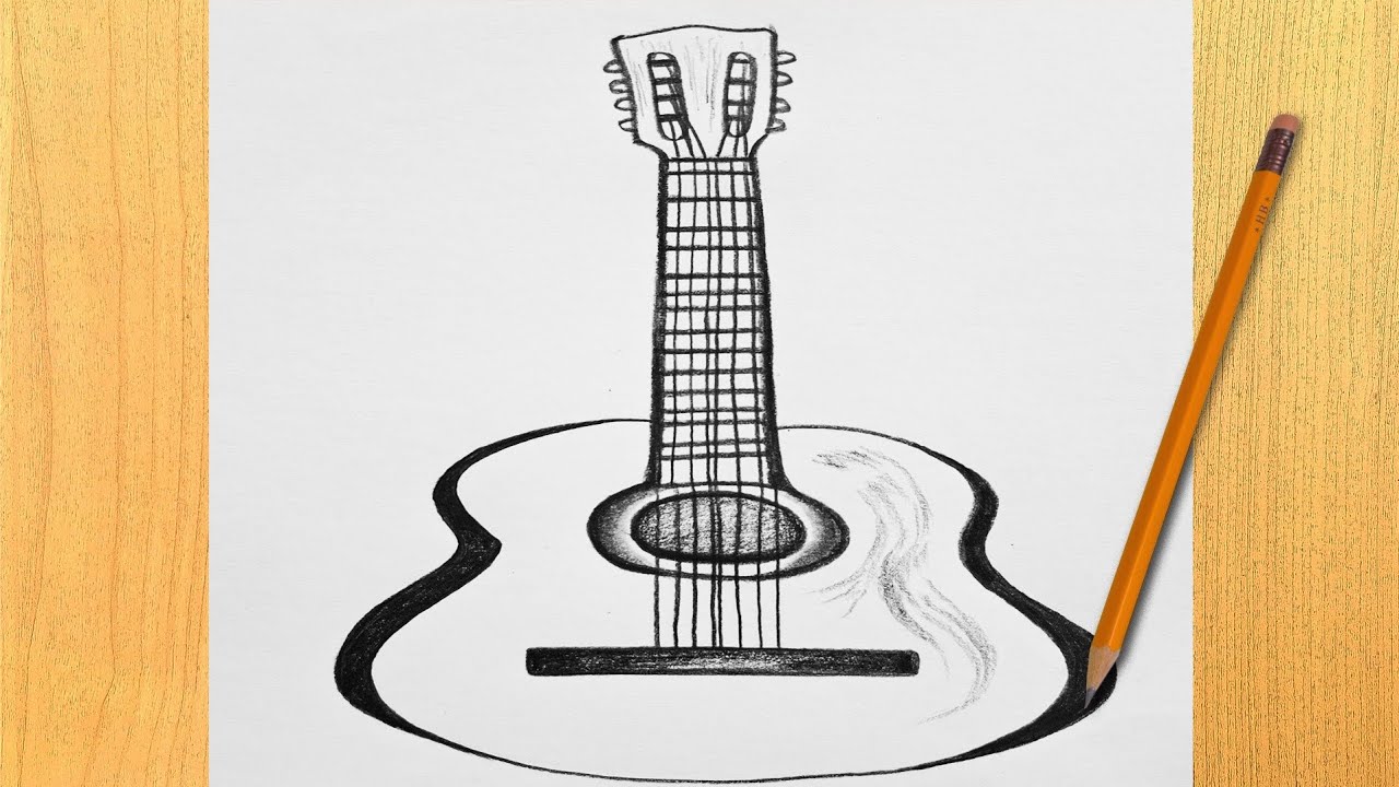 How to Draw Guitar Using Only Pencil || Step by Step - Easy - YouTube