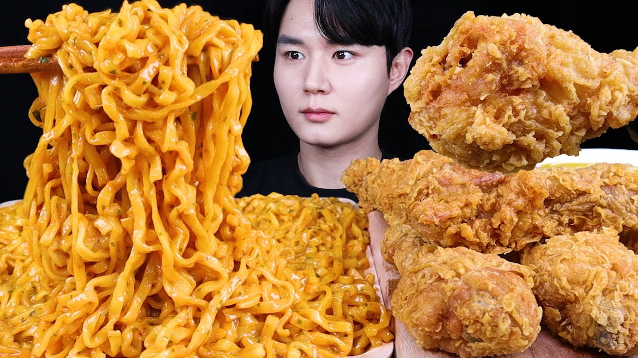 까르보 불닭볶음면 황금올리브 치킨 먹방ASMR MUKBANG SPICY FIRE NOODLES & FRIED CHICKEN ラーメン チキン eating sounds