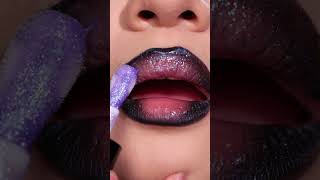 Black lip combo, but make it glow ✨🖤 #delanci #makeupreels #lipgloss #shorts