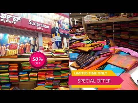 Sudarshan silks Malleswaram Big Ashada sale up to 50% discount on sarees l kannada vlog
