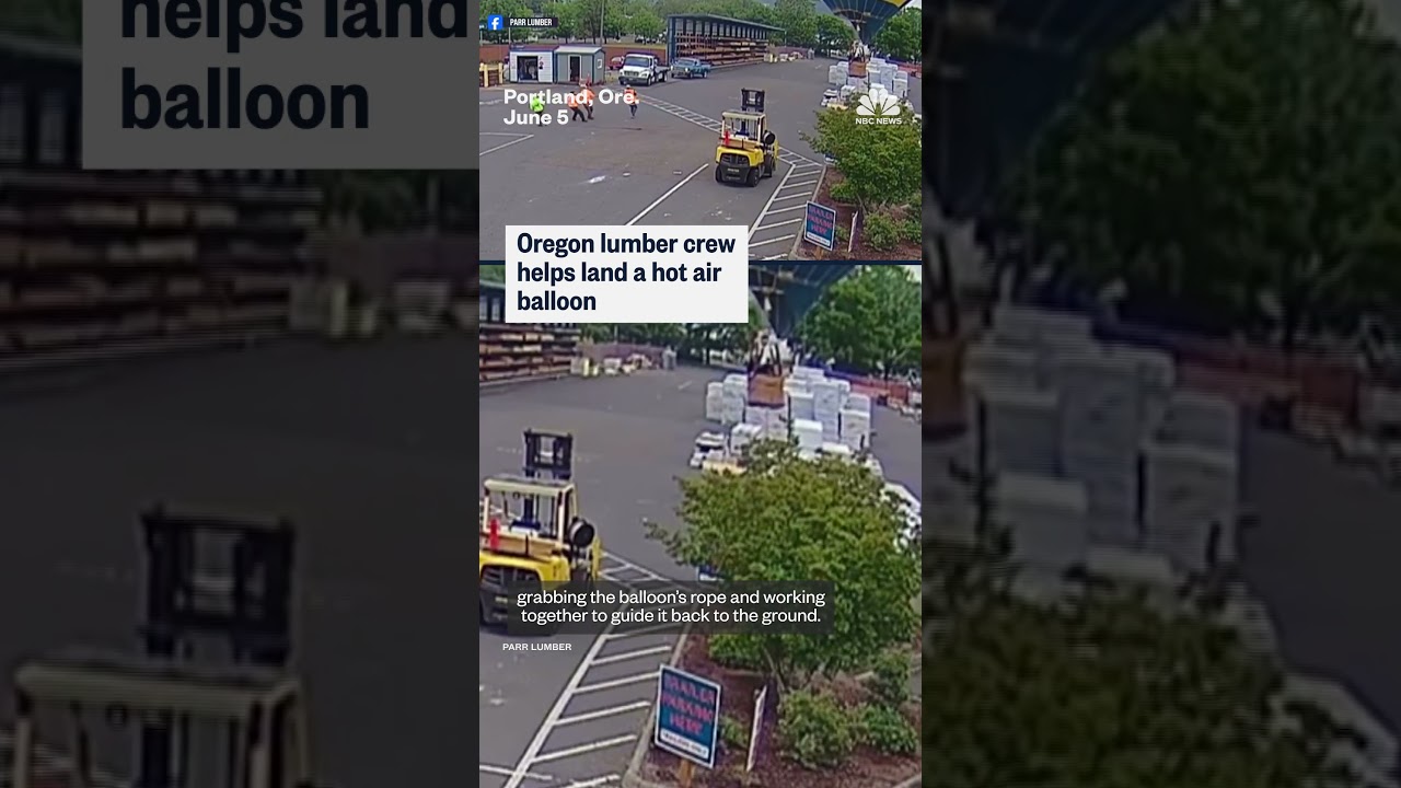 Oregon lumber crew helps land a hot air balloon