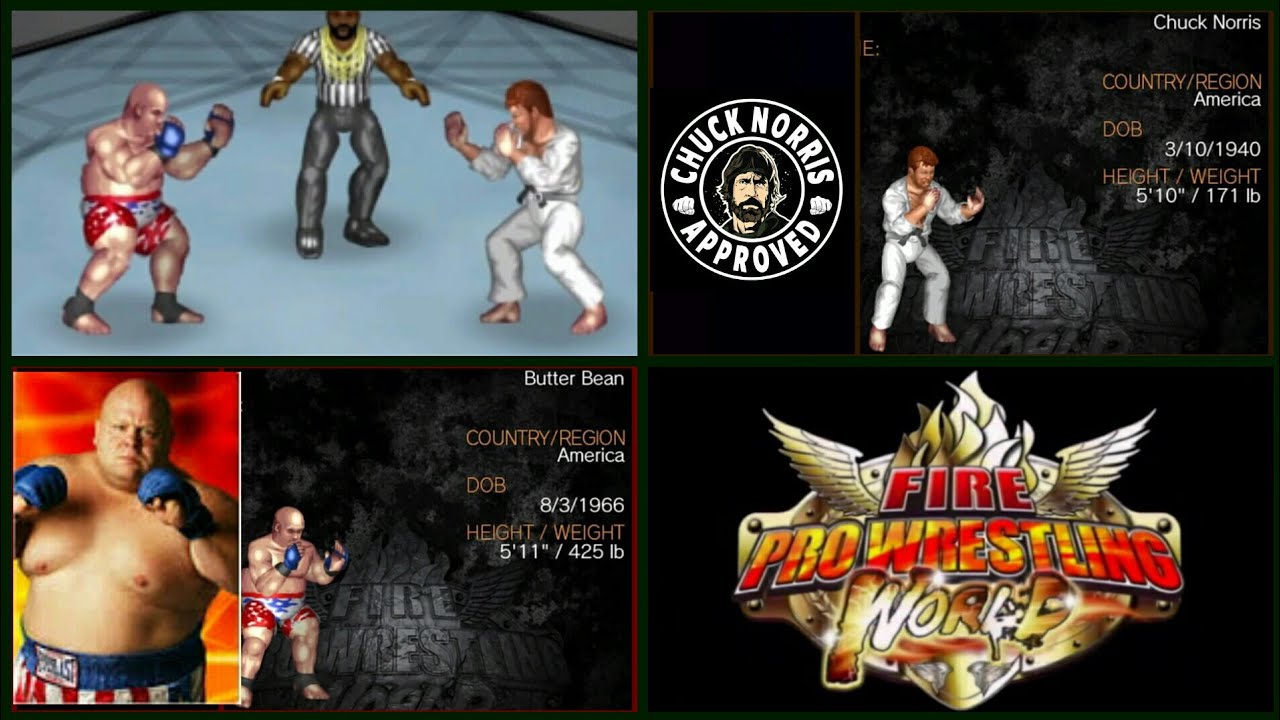 Fire Pro Wrestling World Butter Bean VS Chuck Norris (Gruesome Fighting)