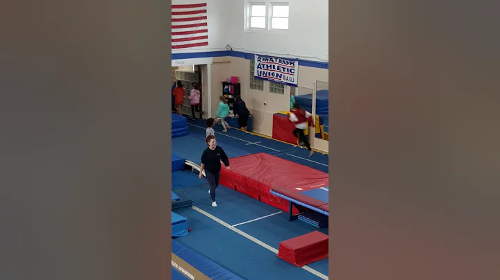 My sister first day at the gym nastics