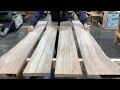 Dining table design  natural live edge cherry wood slab  woodworking