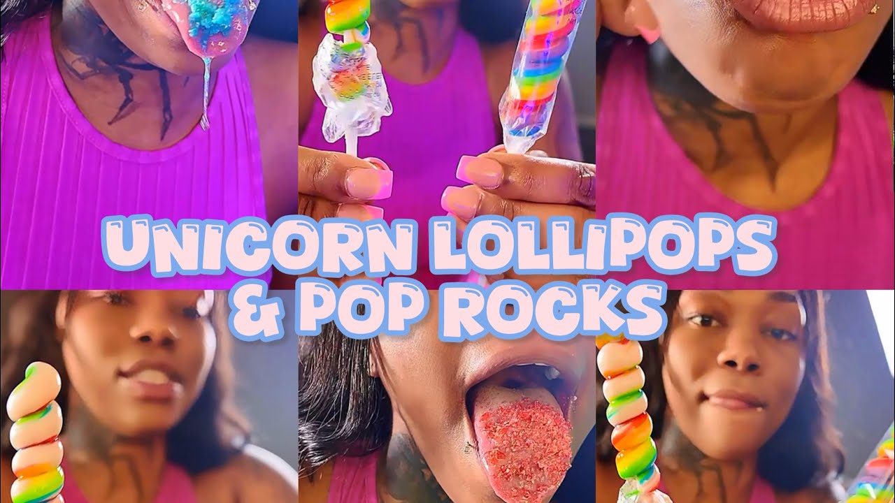 UNICORN LOLLIPOPS & POP ROCKS ASMR 🦄