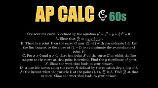 2025 AP Calc AB FRQ Question 6 - Implicit Differentiation and Related Rates