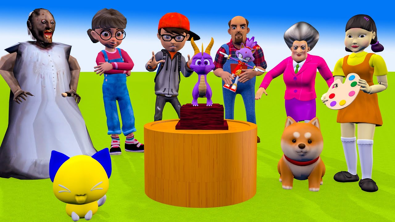 Scary Teacher 3D vs Squid Game Painting Style Beautify Dog Draw Nice Or Error Image 5 Time Challenge