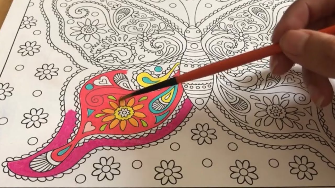 [ English ASMR | Visual Trigger ] Lo Fi Whisper + Paintbrush Tracing On Coloring Book
