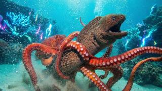 驚異的なウツボとタコの激闘 - 深海での危険な狩り - YouTube