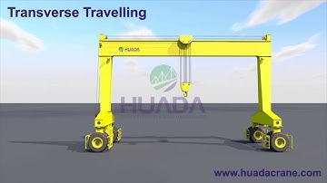 Single Girder Straddle Carrier, Rubber Tyred Gantry Crane Function Demonstration