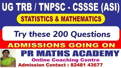 TNPSC COMBINED STATISTICS, ASSISTANT STATISTICAL INVESTIGATOR:Model Question 1-200