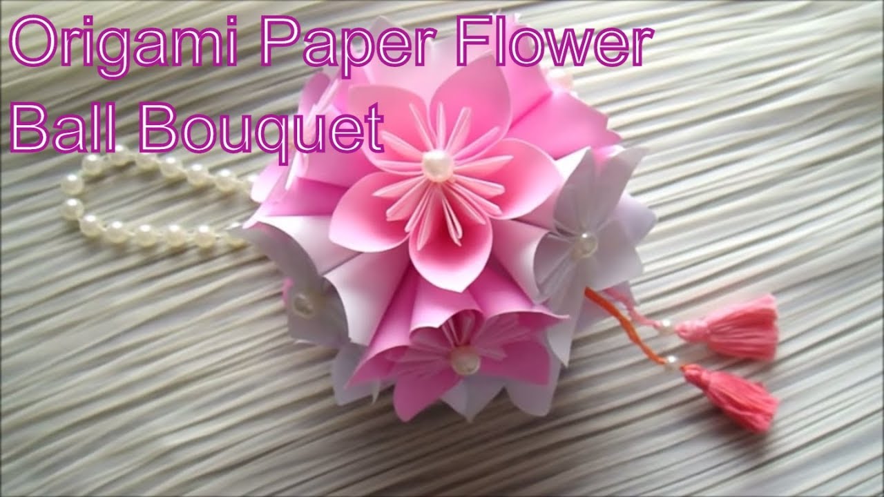 折り紙 フラワーブーケ作り方 ボールブーケ 音声解説 Origami Paper Flower Wedding Bouquet Full Ball Size Diy Youtube