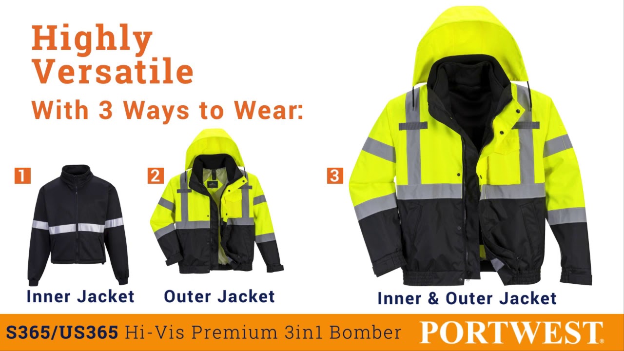 Portwest Hi-Vis Premium 3-in-1 bomberjack S365 werkjas hoge zichtbaarheid
