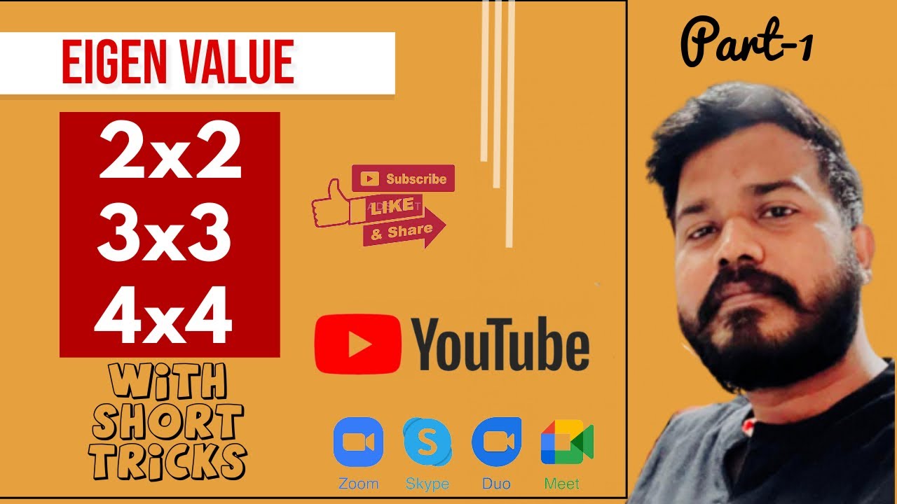 Eigenvalues (2x2, 3x3, 4x4) with Short Trick