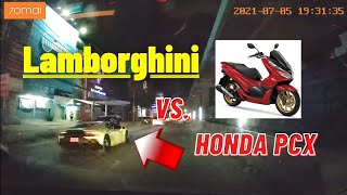 Motorcycle and Lamborghini Accident at Srinakarin Road Sridan 18 5/7/2021 Sridan