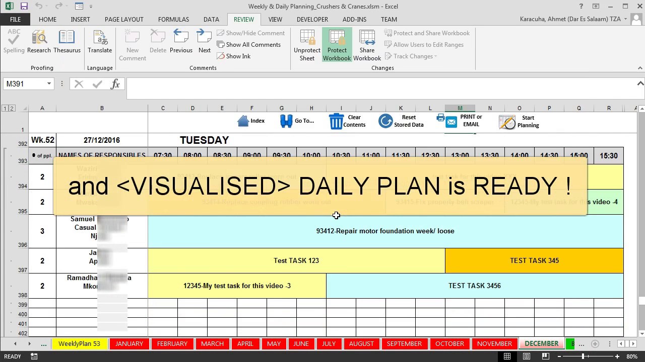 Features Maintenance Planning and Scheduling Excel 