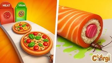 I Want Pizza VS Sushi Roll 3D - All Levels Satisfying Walkthrough Gameplay