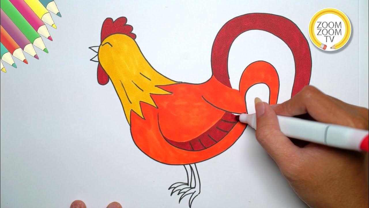 Hướng Dẫn Cách Vẽ Con Gà Trống Đơn Giản - How To Draw Rooster | Zoom Zoom  Tv - Youtube