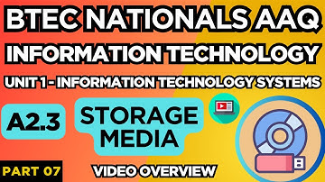 BTEC Nationals IT AAQ | Unit 1 IT | Systems | "A2.3 STORAGE MEDIA" | P07 | Video Overview