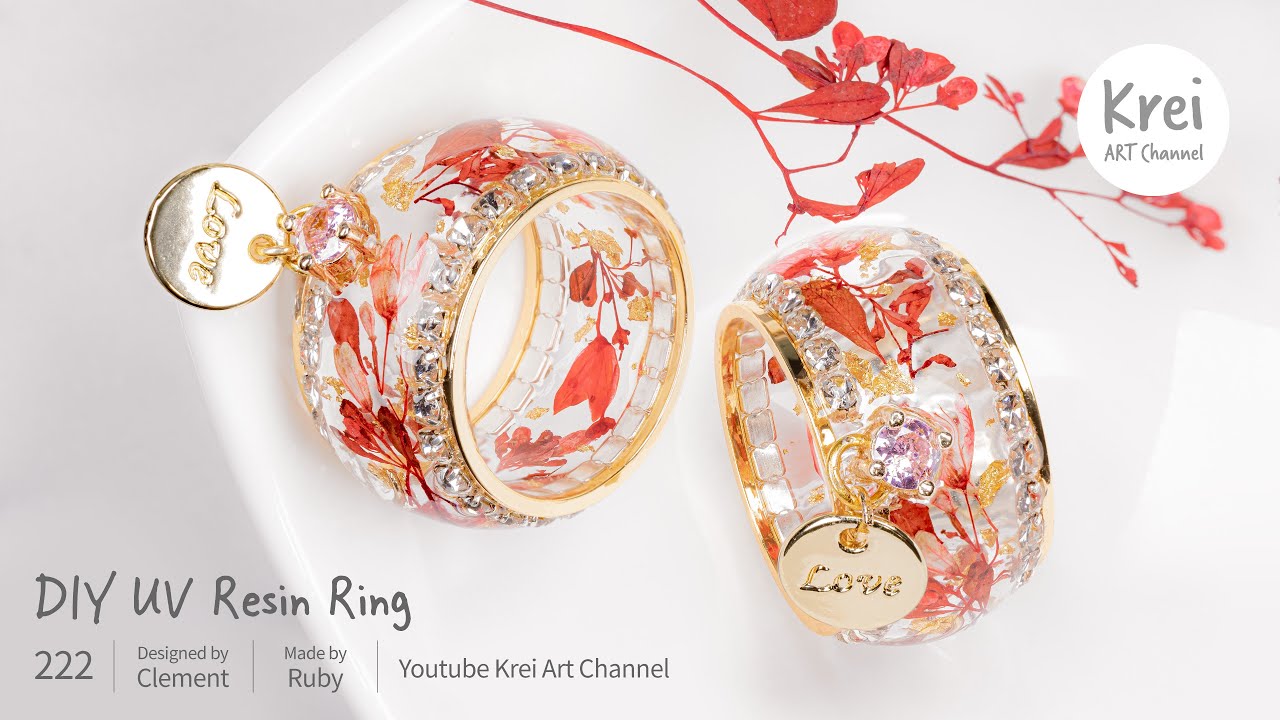 【UV レジン】DIY指輪を作りました。UV Resin - DIY Rings with Dried Flower.