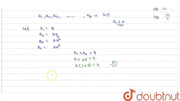 a_1, a_2, a_3 …..a_9 are in GP where a_1 lt 0, a_1 + a_2 = 4, a_3 + a_4 = 16, if sum_(i=1)^9a_i ...