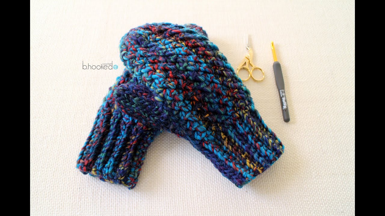How To Crochet Mittens - YouTube