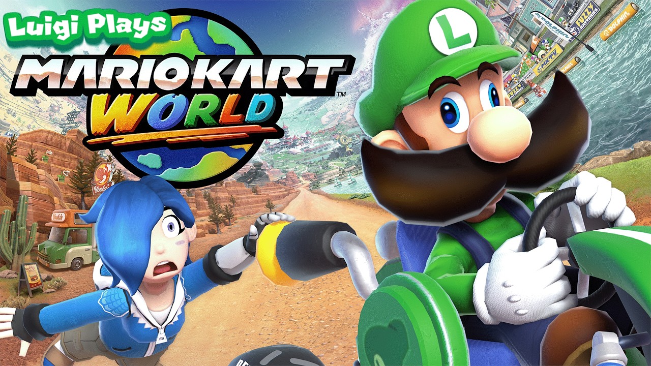 Луиджи играет: MARIO KART WORLDDD