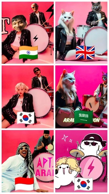 APT - ROSÉ & Bruno Mars || Cover by rosé,asiska,arab,Roket,Meao,USA|#shorts #APT #rosé #battle #fyp