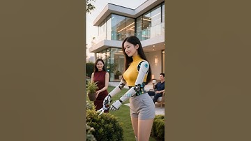 female humanoid robot is cutting and watering plants #humanoidrobot #ai
