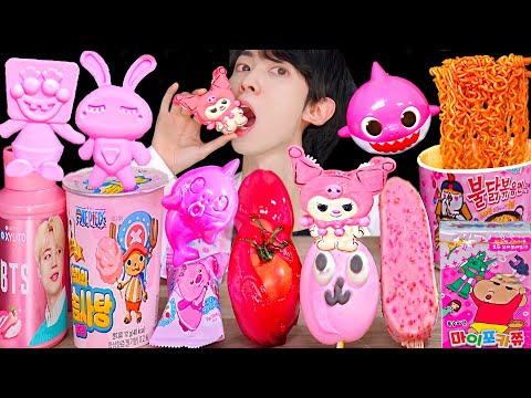 ASMR ICE CREAM PINK <strong>JELLY</strong> <strong>RECIPE</strong> PARTY 직접 만든 핑크 꿀 젤리 디저트 아이스크림 불닭 먹방 DESSERTS CANDY MUKBANG EATING