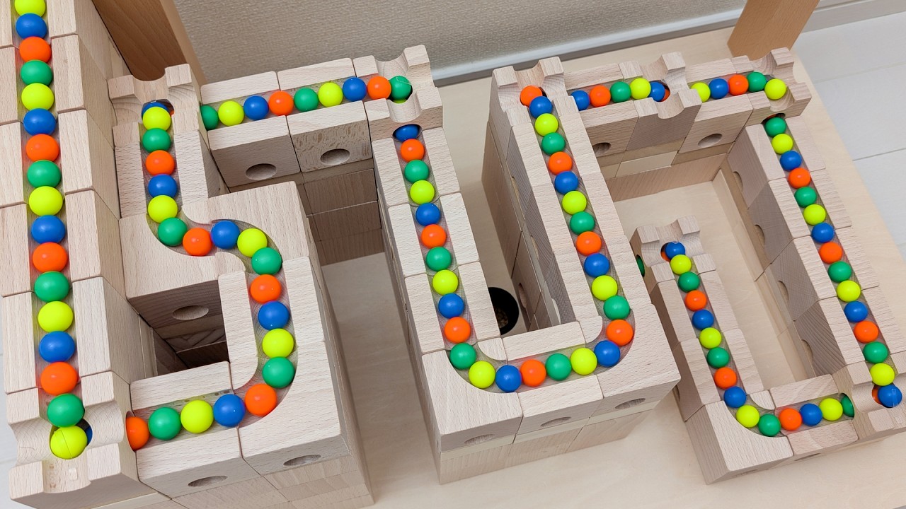 マーブルランASMR☆キュボロと水道管＋トラック＋貯留プレート＋丸い芝生＋ボーネルンドクアドリラ＋踏切