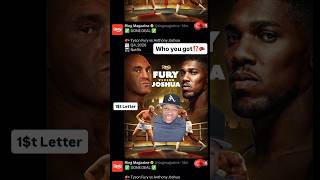 Who you got: Tyson Fury or Anthony Joshua⁉️🥊 #tysonfury #anthonyjoshua #boxing #debate #boxingnews