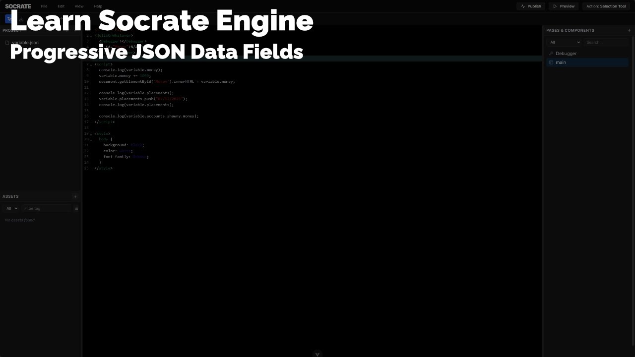 Learn Progressive JSON Data Fields - Socrate Engine 0.0.34 - YouTube