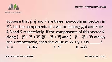 Suppose that p,q and r are three non-coplanar vectors. Let the components of s along p,q&r are 4,3&5