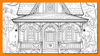 Color by Number Ghostly Halloween House & Pumpkin Path Color Oasis #coloringbook #coloring