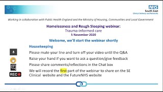 Homelessness and Rough Sleeping, trauma informed care webinar 11