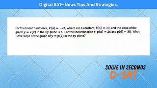 SAT Math Practice Question | Solve Linear Function Slope Problem in Seconds