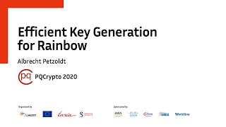 PQCrypto 2020 | Efficient Key Generation... • A. Petzoldt