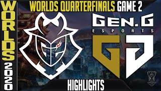 G2 vs GEN Highlights Game 2 | Quarterfinals Worlds 2020 Playoffs | G2 Esports vs Gen G G2