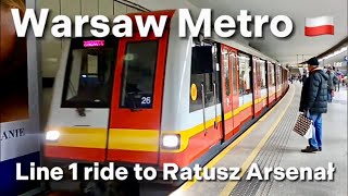 Warsaw Metro Line 1 Ride From Politechnika To Ratusz Arsenał Warszawa, Poland
