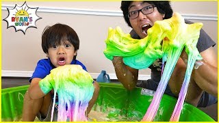 ryan pretend play making diy satisfying slime with daddy