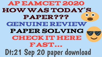 #APEAMCET2020Paper(21Sep20) #APEAMCET2020 Review&Download #PaperSolving
