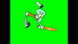 Squidward swings BASEBALL BAT Spongebob Green Screen