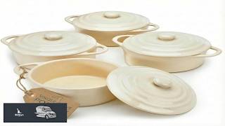 Kook Ceramic Mini Cocotte Set Small Casserole Dishes with Lids and Handles