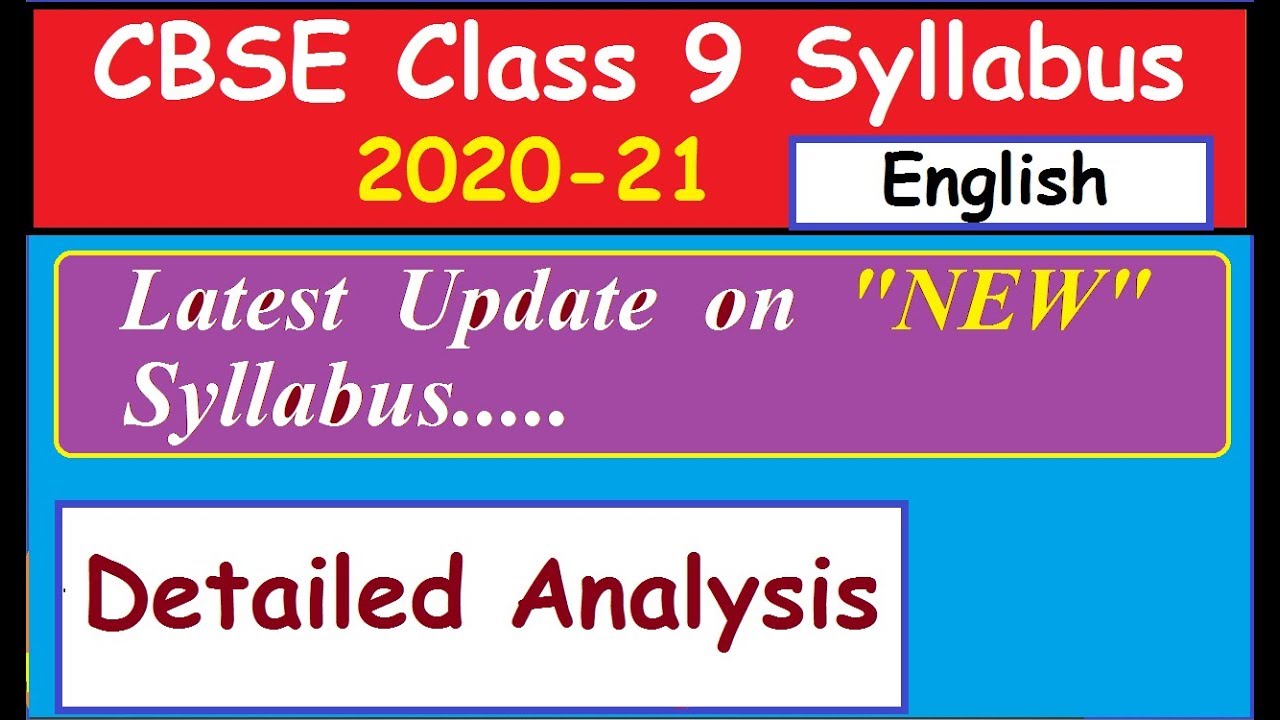 CBSE Class 9 English Syllabus II Cbse Class 9 Syllabus II Class 9 New Syllabus II 2020 21 YouTube