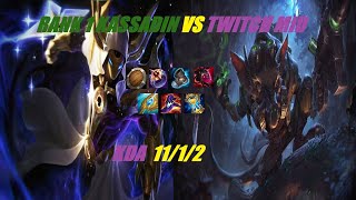 RANK 1 KASSADIN VS TIWTCH MID LANE 1V9 MODE