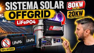 Sistema Solar OffGrid com Baterias LiFePO4, Módulo HV usado como INVERSOR 80 KW Pico 20 KW CONTÍNUOS